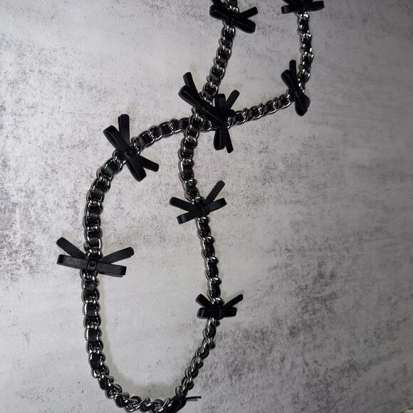 NEW Coach Leather Bow Replacement Strap Chain Silver/Black CY260 - Picture 5 of 7